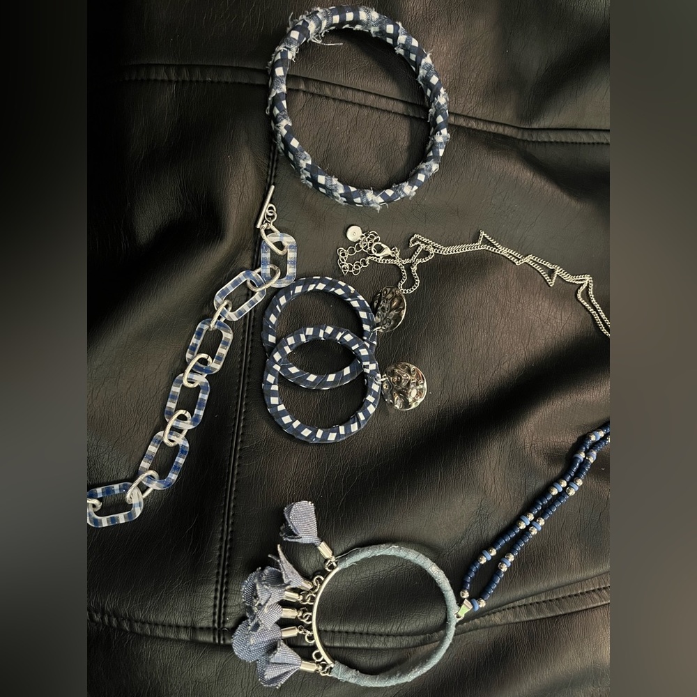 Bundle set of blue and silver boutique jewelry